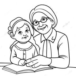 Grandma And Granddaughter Coloring Pages