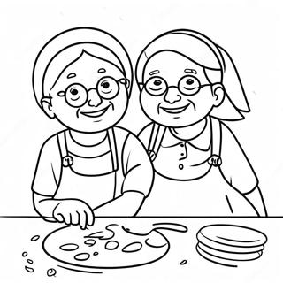 Joyful Grandma And Granddaughter Baking Coloring Page 42013-33705