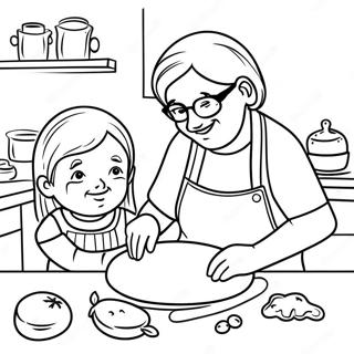 Joyful Grandma And Granddaughter Baking Coloring Page 42013-33708