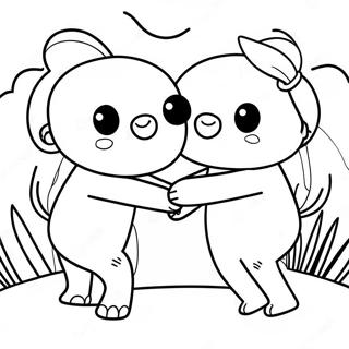 Cute Friends Holding Hands Coloring Page 42173-33831