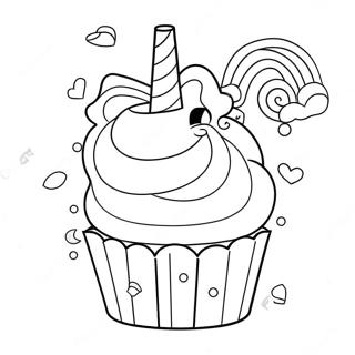 Unicorn Cupcake With Rainbow Sprinkles Coloring Page 42212-33868