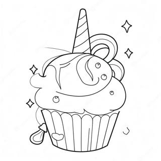 Sparkly Unicorn Cupcake Coloring Page 42213-33864