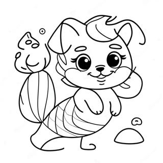 Playful Mermaid Dog With Shells Coloring Page 42233-33881