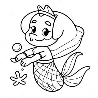 Playful Mermaid Dog With Shells Coloring Page 42233-33883