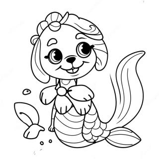 Playful Mermaid Dog With Shells Coloring Page 42233-33884