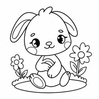 Cute Pink Bunny Girl With Flowers Coloring Page 42303-33941