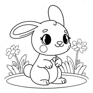 Cute Pink Bunny Girl With Flowers Coloring Page 42303-33944