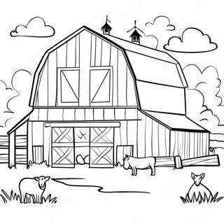 Rustic Barn With Animals Coloring Page 4232-3551