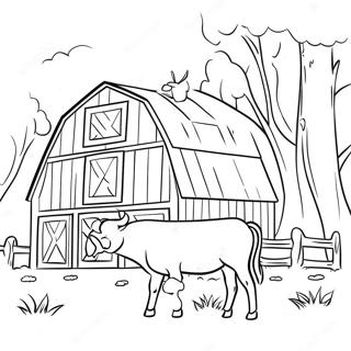 Rustic Barn With Animals Coloring Page 4232-3552