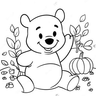 Cheerful Winnie The Pooh With Pumpkin Coloring Page 42393-34010