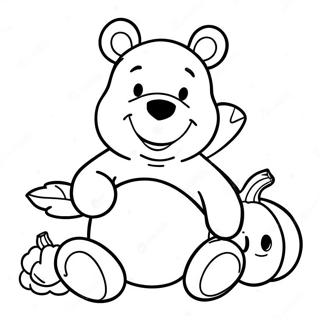 Cheerful Winnie The Pooh With Pumpkin Coloring Page 42393-34011