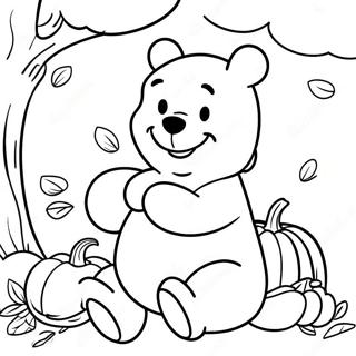 Cheerful Winnie The Pooh With Pumpkin Coloring Page 42393-34012