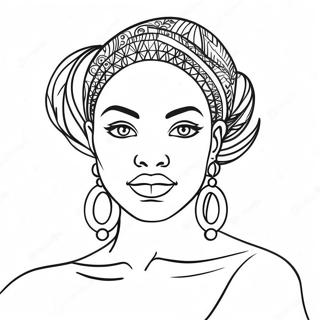 Elegant Black Woman Portrait Coloring Page 42423-34033