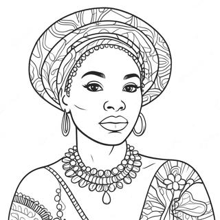 Elegant Black Woman Portrait Coloring Page 42423-34034