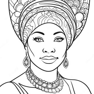 Elegant Black Woman Portrait Coloring Page 42423-34035