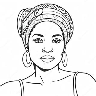 Elegant Black Woman Portrait Coloring Page 42423-34036