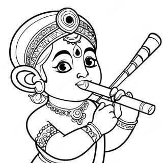 Krishna Playing Flute Coloring Page 42443-34046