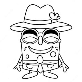 Gangster Spongebob With A Cool Hat Coloring Page 42473-34076