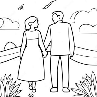 Romantic Couple Holding Hands Coloring Page 42492-34086