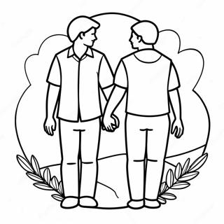 Romantic Couple Holding Hands Coloring Page 42492-34087