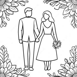 Romantic Couple Holding Hands Coloring Page 42492-34088