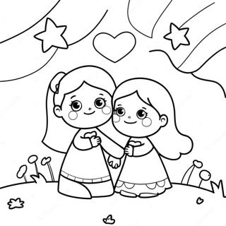 Sweetheart Couple Under The Stars Coloring Page 42493-34090