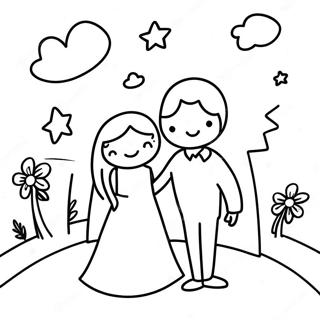 Sweetheart Couple Under The Stars Coloring Page 42493-34092