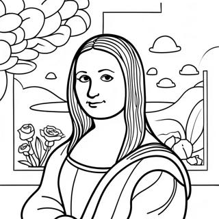 Mona Lisa With Colorful Background Coloring Page 42553-34138