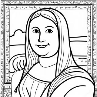 Mona Lisa With Colorful Background Coloring Page 42553-34139