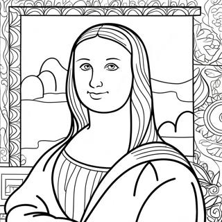 Mona Lisa With Colorful Background Coloring Page 42553-34140