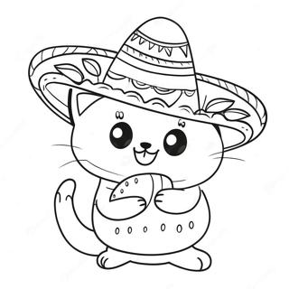 Cute Taco Cat With A Sombrero Coloring Page 42593-34171