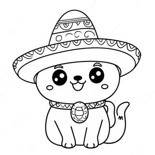 Cute Taco Cat With A Sombrero Coloring Page 42593-34172