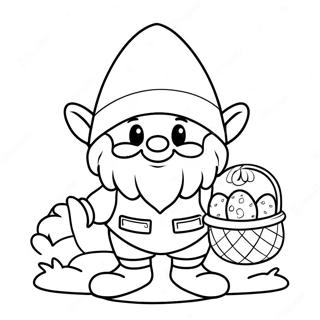 Cheerful Easter Gnome With Basket Coloring Page 42623-34195