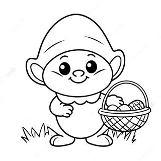 Cheerful Easter Gnome With Basket Coloring Page 42623-34196