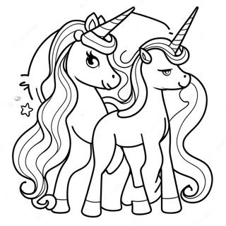 Moody Unicorn Twin Coloring Page 42632-34204