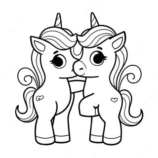 Playful Moody Unicorn Twins Coloring Page 42633-34198