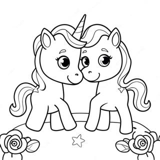 Playful Moody Unicorn Twins Coloring Page 42633-34199