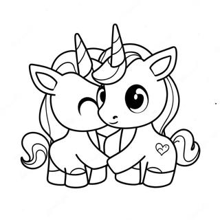 Playful Moody Unicorn Twins Coloring Page 42633-34200