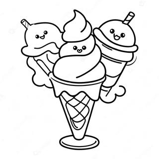 Colorful Rainbow Ice Cream Sundae Coloring Page 42653-34217