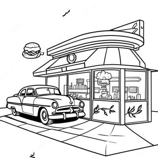 1950 S Retro Diner Scene Coloring Page 42663-34225