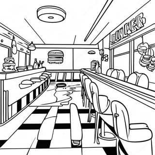 1950 S Retro Diner Scene Coloring Page 42663-34228