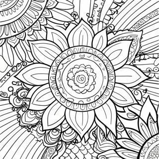 Bohemian Sunflower Mandala Coloring Page 42702-34255