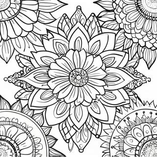 Bohemian Sunflower Mandala Coloring Page 42702-34256