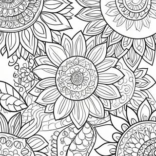 Intricate Bohemian Sunflower Pattern Coloring Page 42703-34259