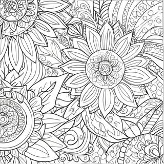 Intricate Bohemian Sunflower Pattern Coloring Page 42703-34260