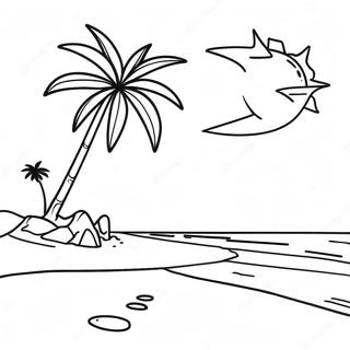 Tropical Beach Sunset Coloring Page 42782-34318