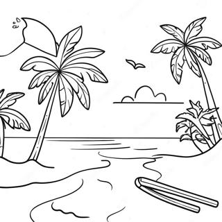 Tropical Beach Sunset Coloring Page 42782-34319