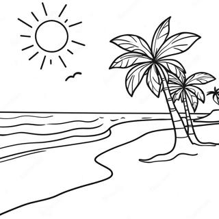 Tropical Beach Sunset Coloring Page 42782-34320