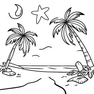 Relaxing Tropical Beach Scene Coloring Page 42783-34321