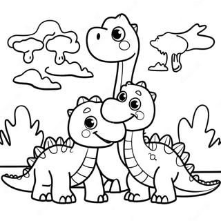 Friendly Dinosaur Family Coloring Page 42793-34332